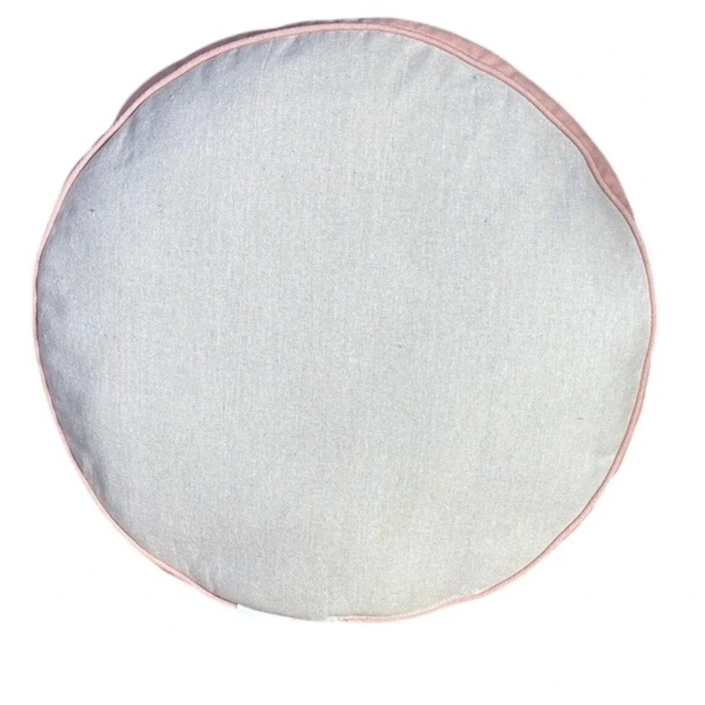 Celebrate‎ Together Round Embroidered Cushion w/Floral & Bunny Design 16
